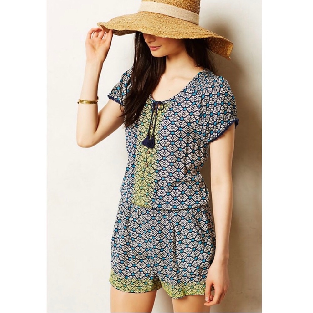 Anthropologie Lilka Romper w/ Pockets - Blue Motif